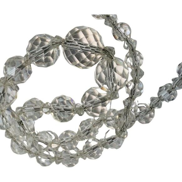 Vintage Crystal Glass Faceted Graduated Beaded Silver Tone Women’s Necklace 18” - Picture 3 of 7